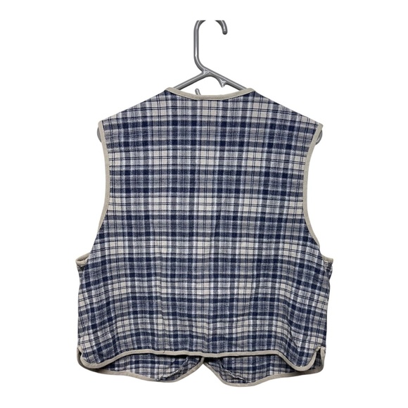 Vintage Plaid Blue & Tan Vest XL - Picture 2 of 3